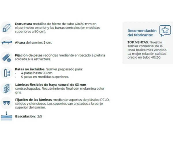 Somier Fijo Multiláminas C40